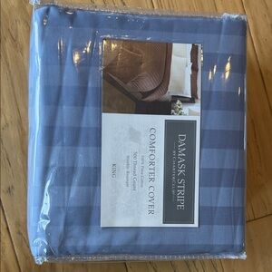 Charter Club Blue Damask Stripe Comforter Cover